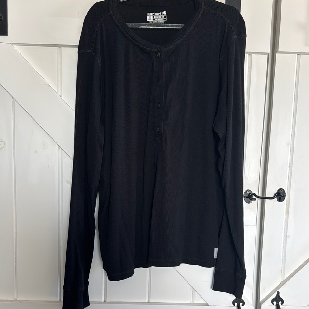 Carhartt Black Long Sleeve Henley Shirt size 2XL
